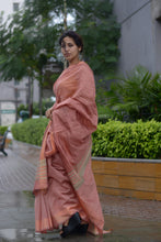 Load image into Gallery viewer, Salmon Pink Tussar Silk Saree