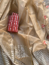 Load image into Gallery viewer, Chanderi Saree - Gold and Red