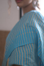 Load image into Gallery viewer, Pure Tussar silk saree in blue and beige