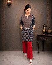 Load image into Gallery viewer, Blue Floral Natural Dye Kurta-set
