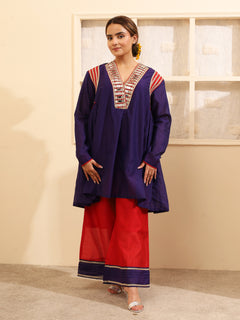 Load image into Gallery viewer, Purple Handwoven Chanderi Silk Kurta-set

