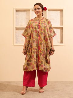Load image into Gallery viewer, Pink-Mustard One Size Tunic set
