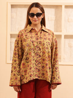 Load image into Gallery viewer, Mustard Oversized Organic Cotton shirt in natural dye
