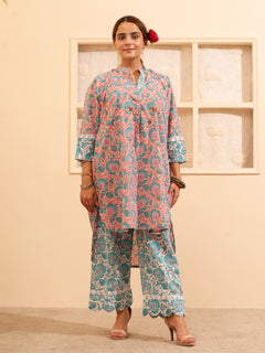 Load image into Gallery viewer, Peach Floral Tunic Set
