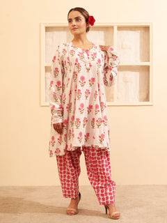Load image into Gallery viewer, Pink Floral Anarkali Set
