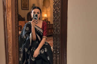 Load image into Gallery viewer, Black Silk Chanderi Saree

