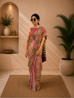 Load image into Gallery viewer, Pink Stripe Natural dye sai
