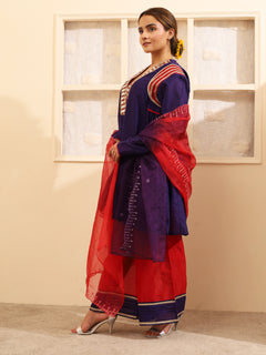 Load image into Gallery viewer, Purple Handwoven Chanderi Silk Kurta-set
