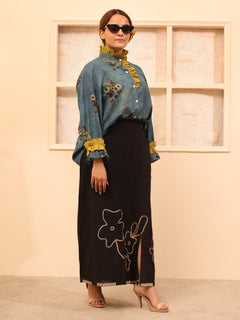 Load image into Gallery viewer, Blue Ruffle Oversized Pure Cotton Shirt
