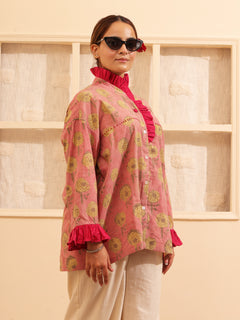 Load image into Gallery viewer, Pink Ruffle Oversized Shirt
