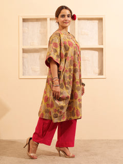 Load image into Gallery viewer, Pink-Mustard One Size Tunic set
