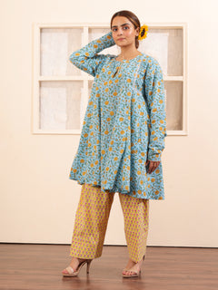 Load image into Gallery viewer, Blue Floral Anarkali Set
