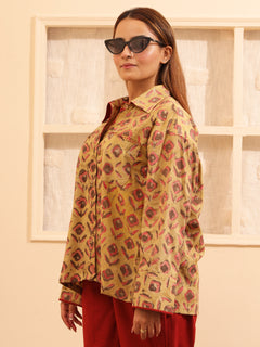 Load image into Gallery viewer, Mustard Oversized Organic Cotton shirt in natural dye

