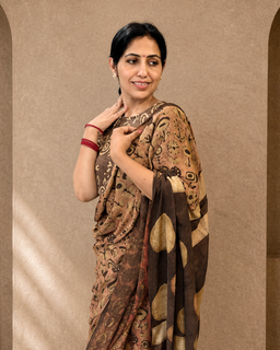 Load image into Gallery viewer, Peach mustard natural dye sari
