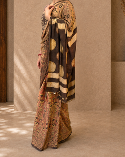 Load image into Gallery viewer, Peach mustard natural dye sari
