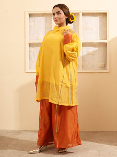 Load image into Gallery viewer, Yellow Handwoven Chanderi Silk Kurta-set

