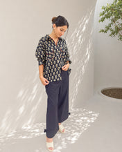 Load image into Gallery viewer, Black Oversized Cotton Shirt in Natural Dye
