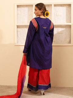 Load image into Gallery viewer, Purple Handwoven Chanderi Silk Kurta-set
