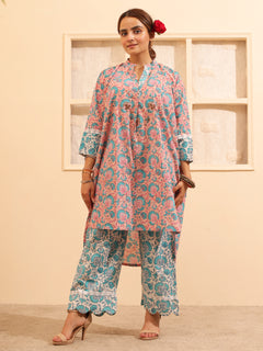 Load image into Gallery viewer, Peach Floral Tunic Set
