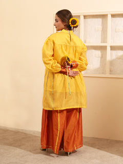Load image into Gallery viewer, Yellow Handwoven Chanderi Silk Kurta-set
