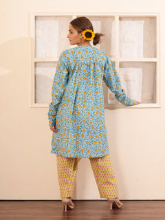 Load image into Gallery viewer, Blue Floral Anarkali Set
