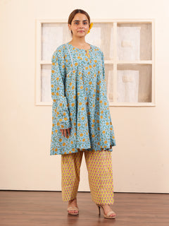 Load image into Gallery viewer, Blue Floral Anarkali Set
