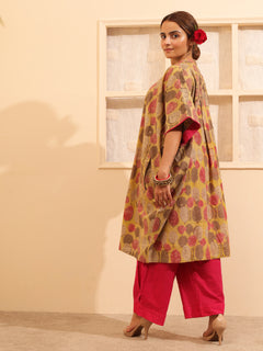 Load image into Gallery viewer, Pink-Mustard One Size Tunic set
