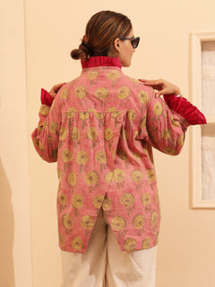 Load image into Gallery viewer, Pink Ruffle Oversized Shirt
