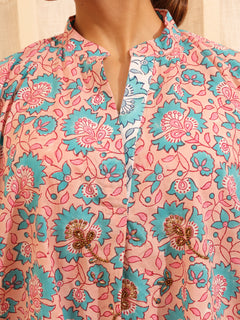 Load image into Gallery viewer, Peach Floral Tunic Set
