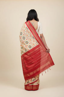 Load image into Gallery viewer, Beige and Red Ikkat Saree
