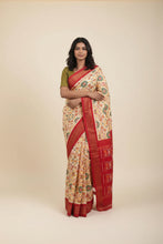 Load image into Gallery viewer, Beige and Red Ikkat Saree
