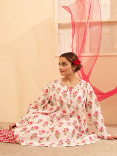 Load image into Gallery viewer, Pink Floral Anarkali Set
