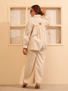Load image into Gallery viewer, Natural white Oversized Kala Cotton Gold Shirt
