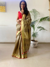 Load image into Gallery viewer, Golden Brown Linen Saree
