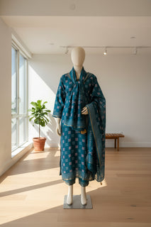 Load image into Gallery viewer, Air Blue Maheshwari Silk Kurta Set
