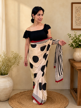 Load image into Gallery viewer, Black polka natural dye silk sari
