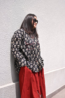 Load image into Gallery viewer, Black Oversized Cotton Shirt in Natural Dye
