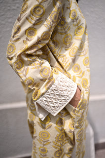 Load image into Gallery viewer, Beige Bagru Organic Cotton Hand-block kurta in natural dye
