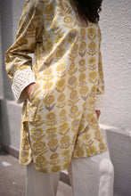 Load image into Gallery viewer, Beige Bagru Hand-block kurta in natural dye

