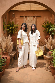Load image into Gallery viewer, Natural white Oversized shirt skirt set in Organic Kala Cotton
