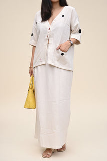 Load image into Gallery viewer, Natural white Oversized shirt skirt set in Organic Kala Cotton
