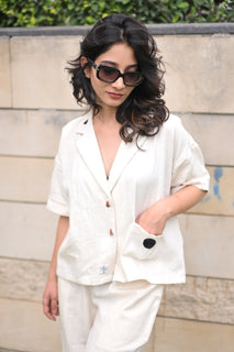 Load image into Gallery viewer, Natural white Shirt Set Organic Kala Cotton
