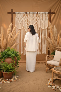 Load image into Gallery viewer, Natural white Oversized shirt skirt set in Organic Kala Cotton
