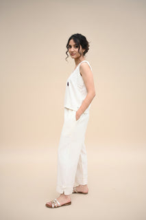 Load image into Gallery viewer, Off-white Oversized Crop top and pant in Organic Kala Cotton
