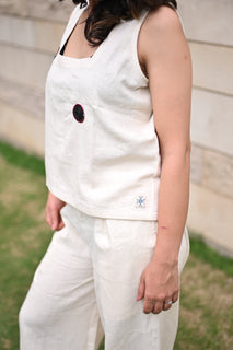 Load image into Gallery viewer, Off-white Oversized Crop top and pant in Organic Kala Cotton
