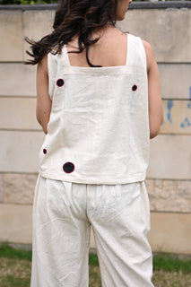 Load image into Gallery viewer, Off-white Oversized Crop top and pant in Organic Kala Cotton

