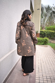 Load image into Gallery viewer, Brown natural dye block print organic cotton Kurta set in Natural Dye
