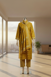 Load image into Gallery viewer, Mustard Maheshwari Silk Kurta Set
