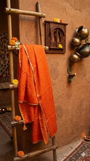 Load image into Gallery viewer, Orange Bandhani Dupatta
