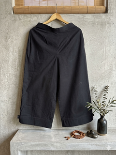 Load image into Gallery viewer, Wide leg black cotton pant
